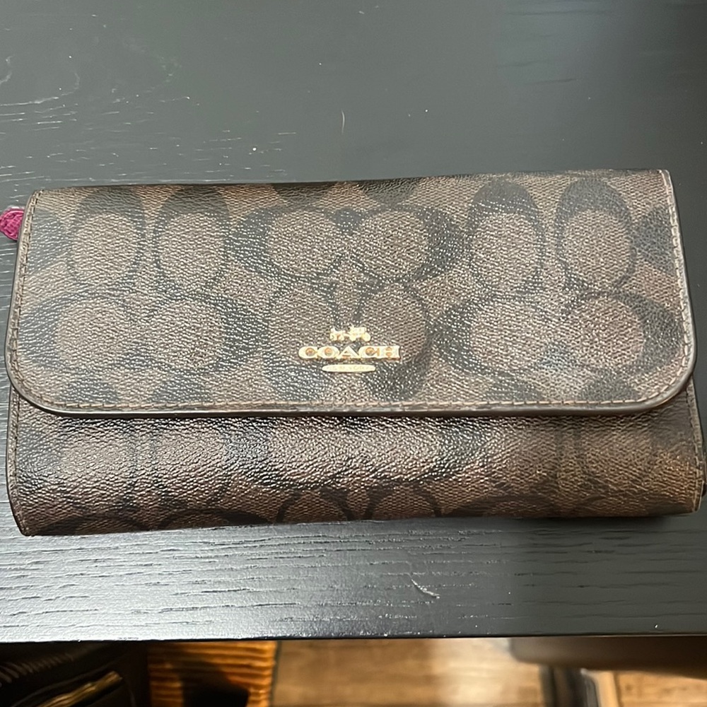 Coach Signature PVC checkbook wallet